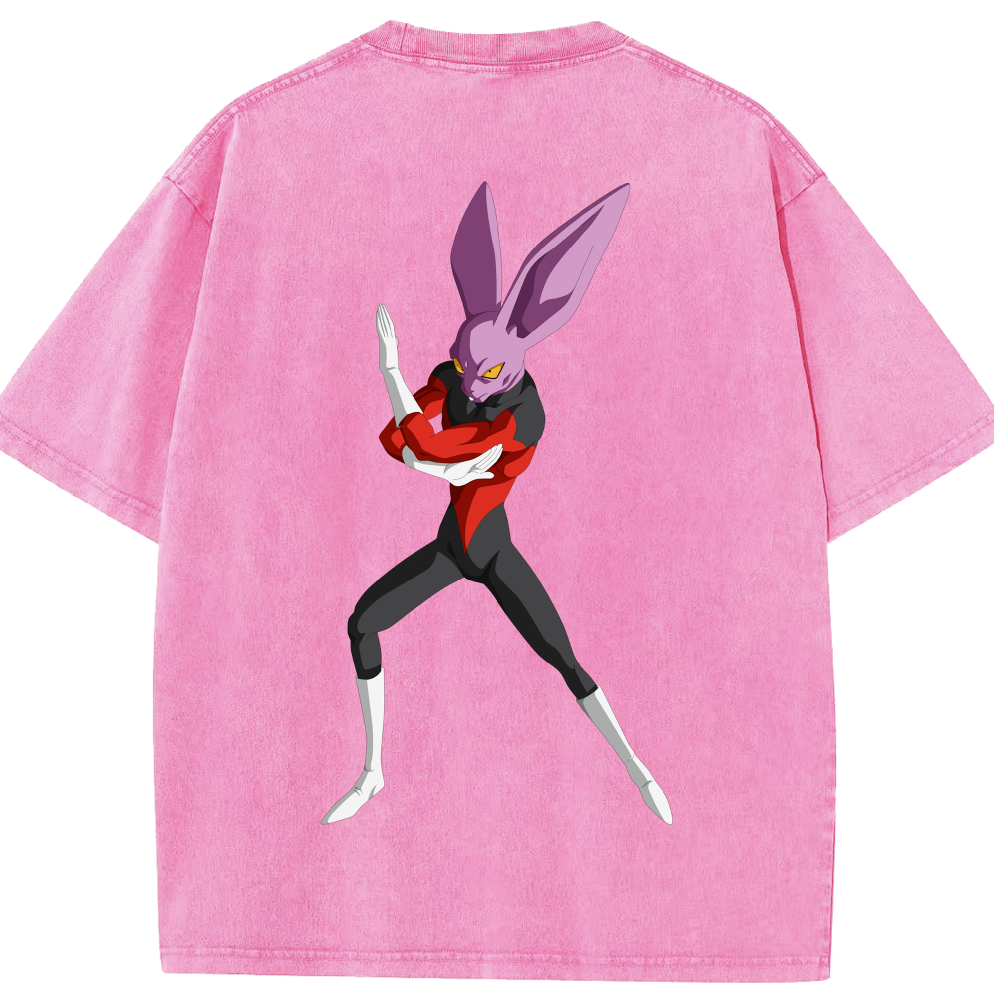 （画像用） ドラゴンボール ビルス 破壊神ビルス DRAGON BALL Beerus Birusu 綿100% ヴィンテージ風 半袖Tシャツ（背面プリント）